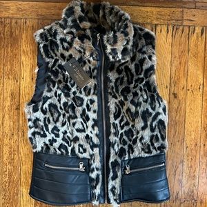 NWT Faux Fur and Pleather Vest